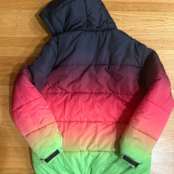 40s & Shorties Men's Rainbow Ombre Puffer Jacket, size large - Picture 2 of 7